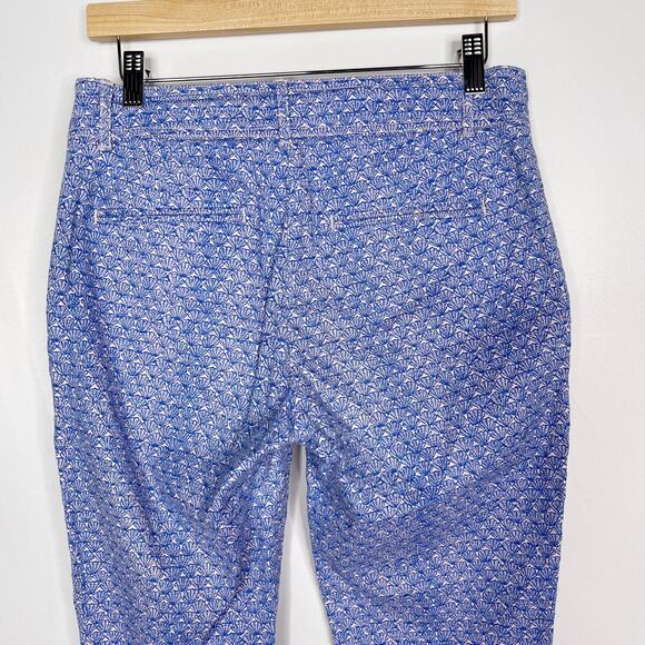 Anthropologie Cartonnier 4 Blue Charlie Trouser Ankle Pants Shell Print Jacquard - Picture 7 of 12